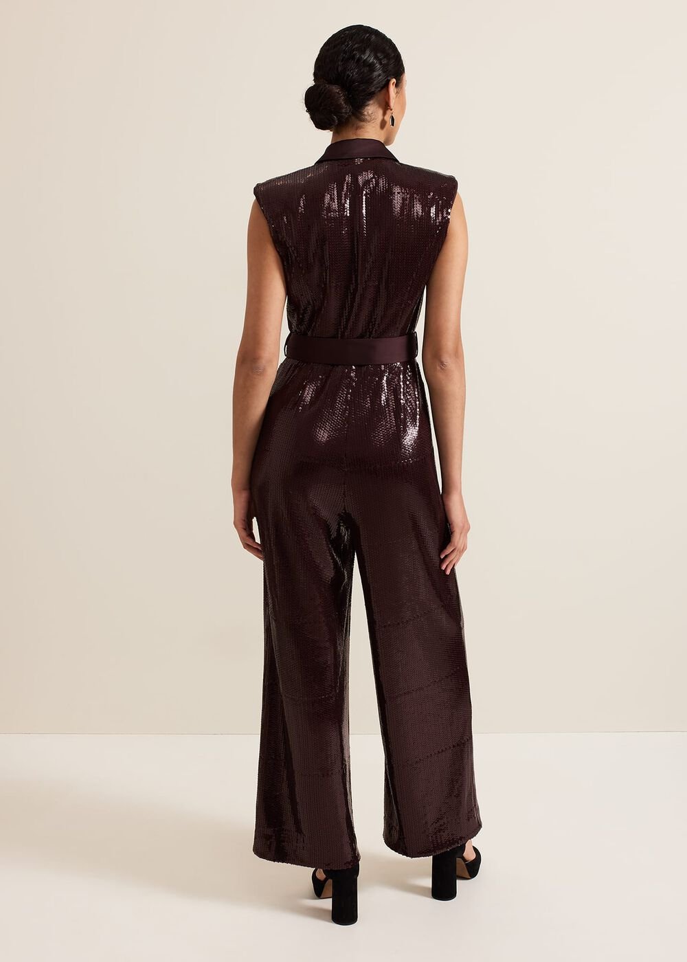 Ivey Burgundy Sequin Jumpsuit Burgundy