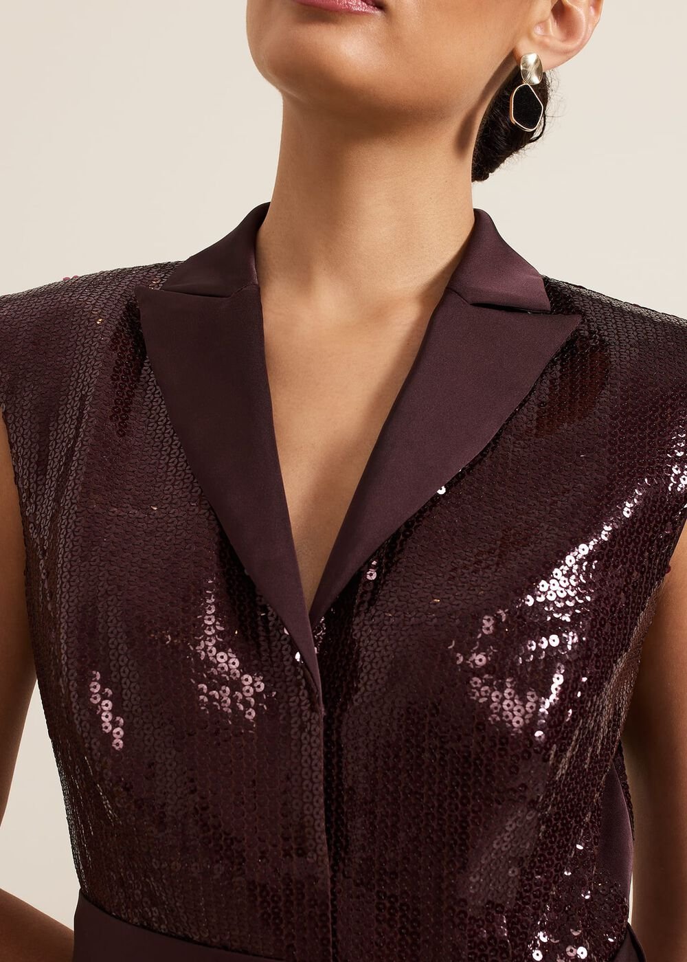 Ivey Burgundy Sequin Jumpsuit Burgundy