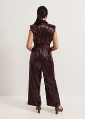 Petite Ivey Burgundy Sequin Jumpsuit Burgundy