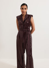 Petite Ivey Burgundy Sequin Jumpsuit Burgundy