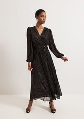 Emre Shimmer Burnout Midi Dress Black/Multi