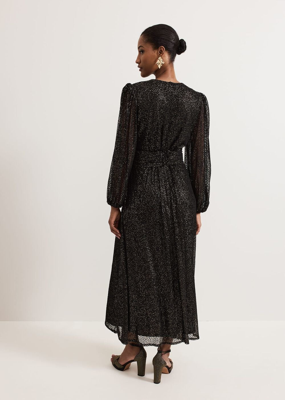 Emre Shimmer Burnout Midi Dress Black/Multi