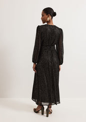 Emre Shimmer Burnout Midi Dress Black/Multi