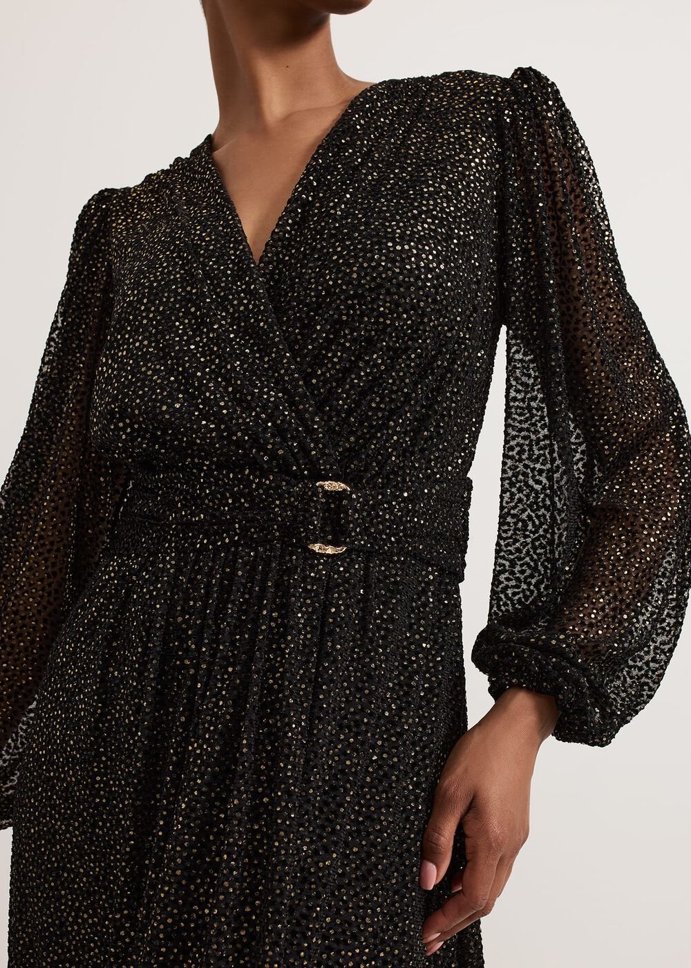 Emre Shimmer Burnout Midi Dress Black/Multi