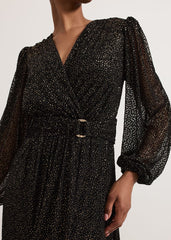 Emre Shimmer Burnout Midi Dress Black/Multi