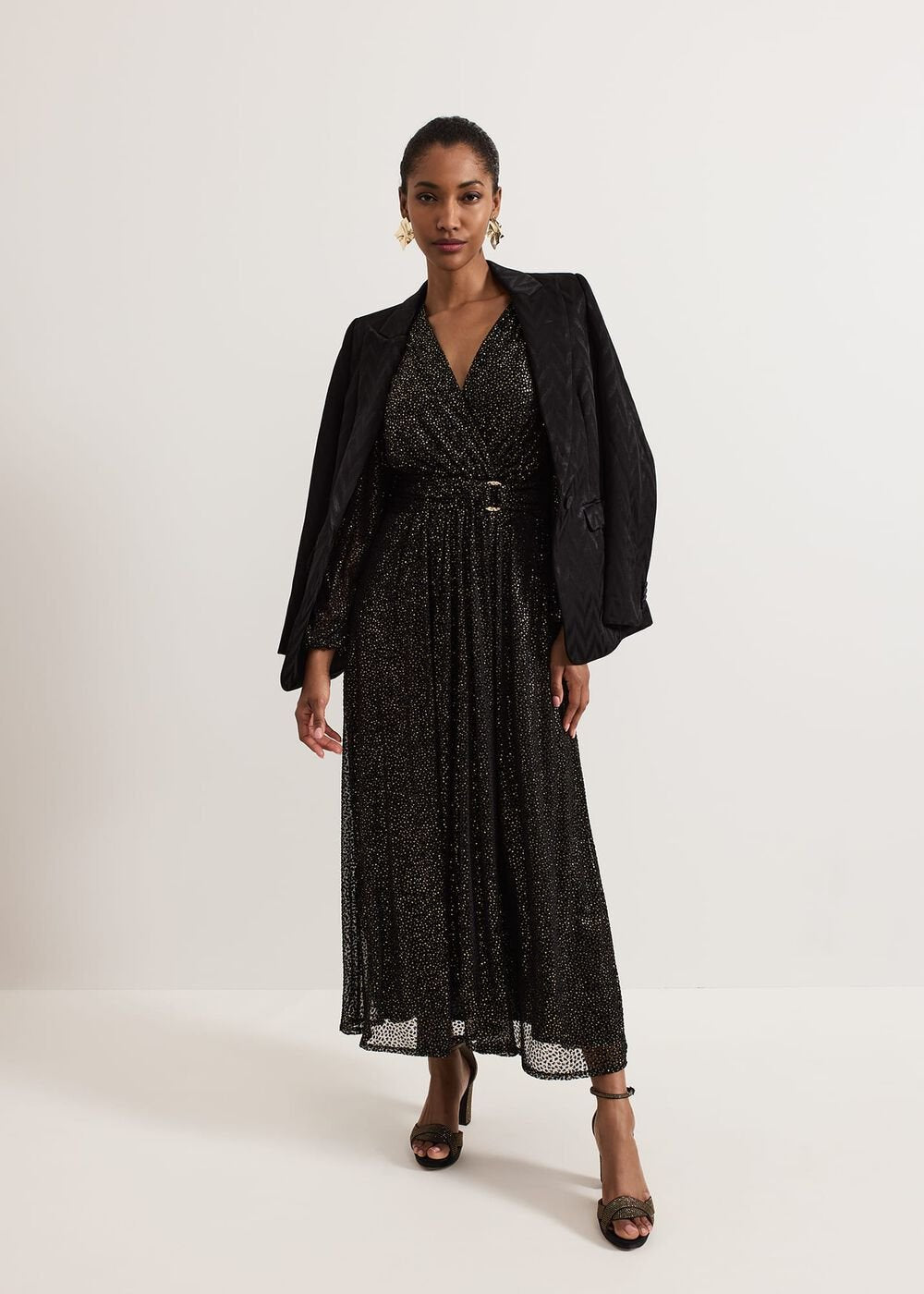 Emre Shimmer Burnout Midi Dress Black/Multi