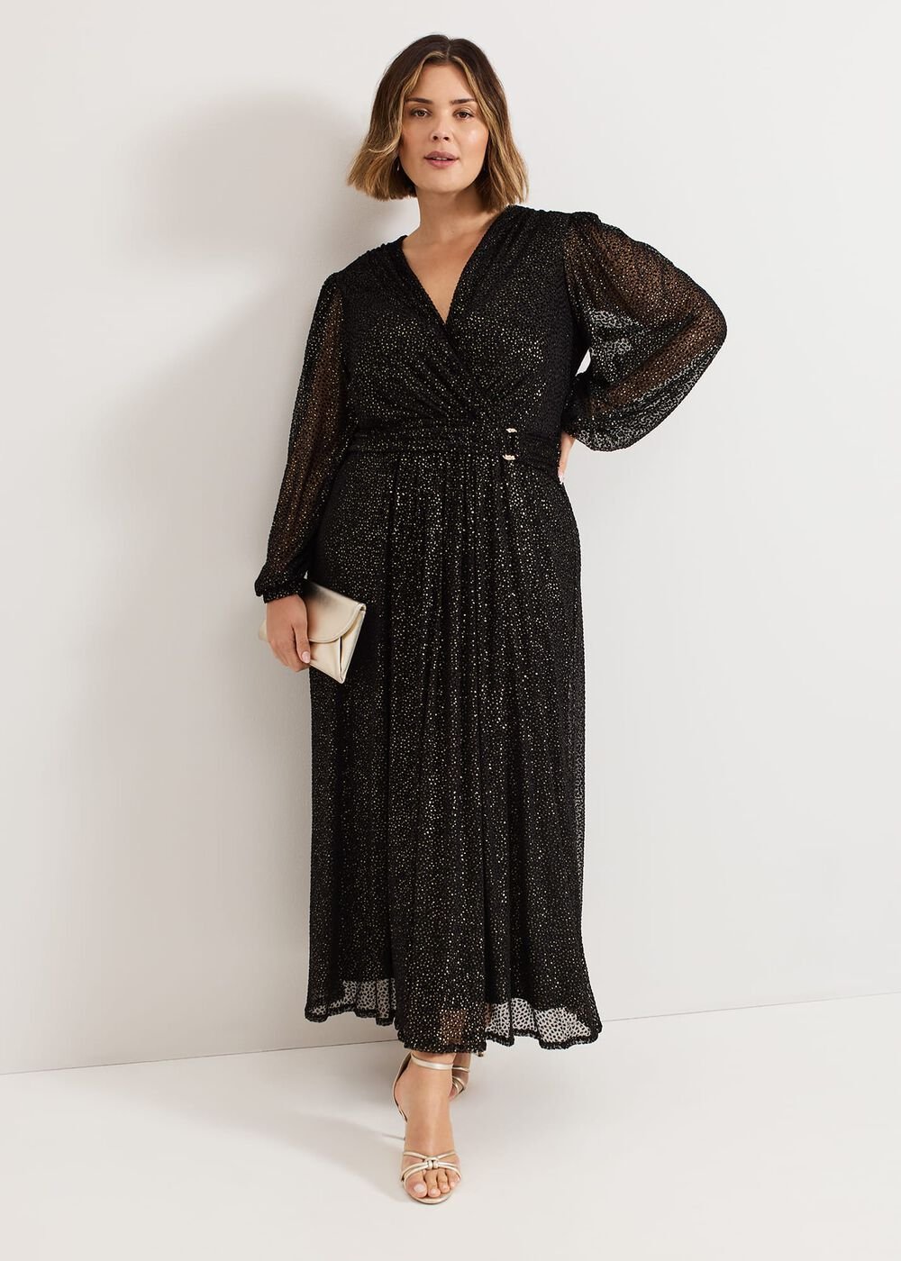 Emre Shimmer Burnout Midi Dress Black/Multi