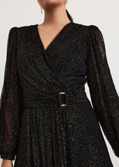 Petite Emre Shimmer Burnout Midi Dress Black/Multi