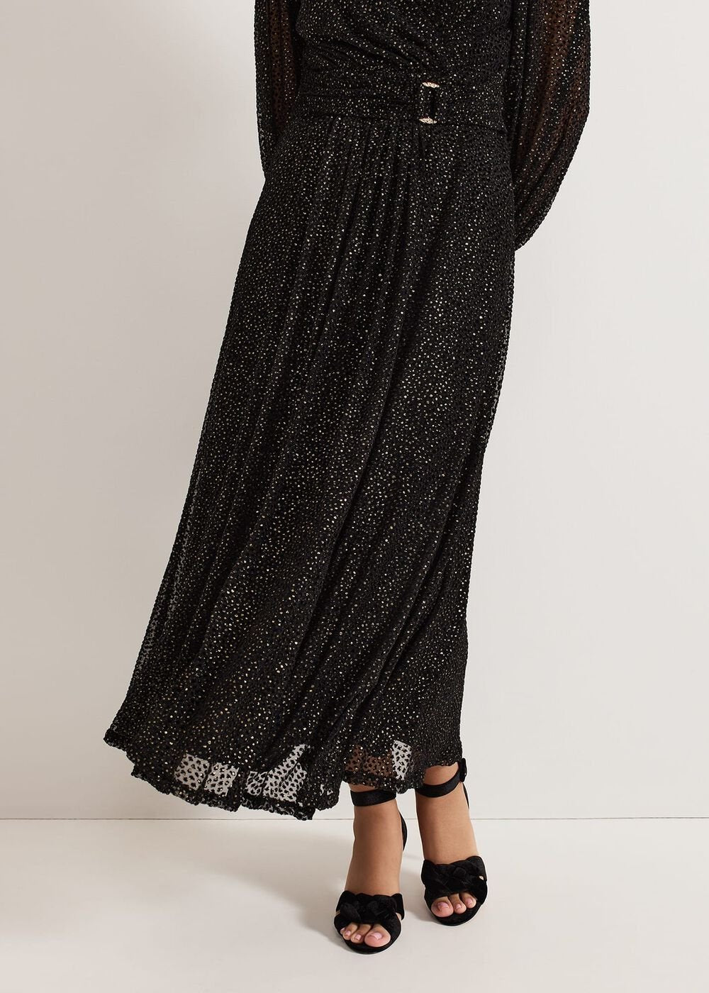 Petite Emre Shimmer Burnout Midi Dress Black/Multi