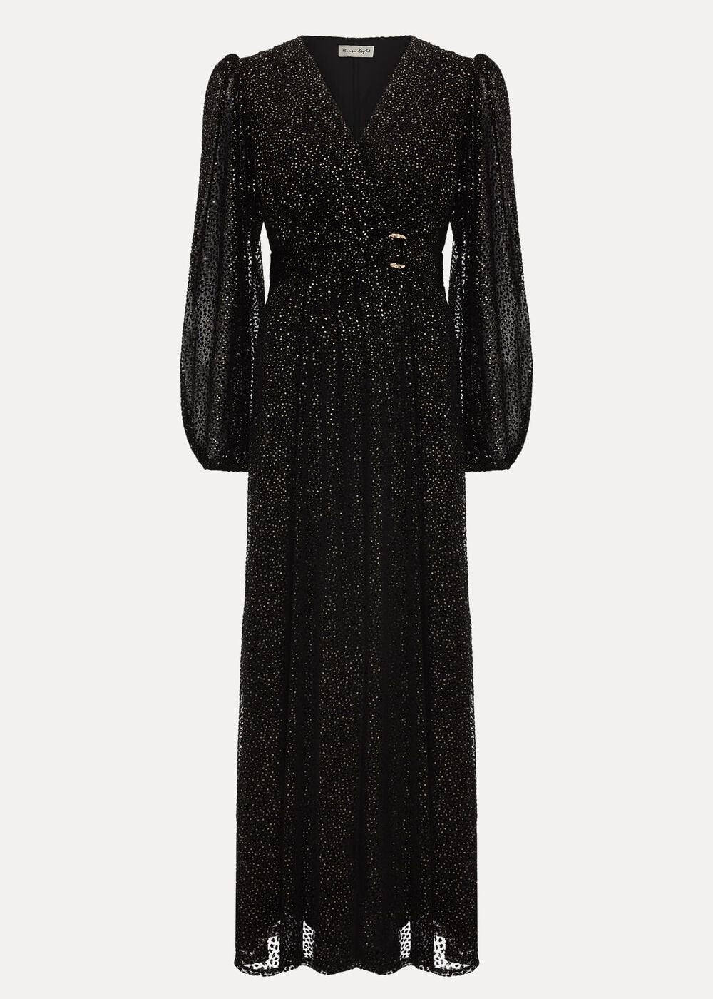 Petite Emre Shimmer Burnout Midi Dress Black/Multi