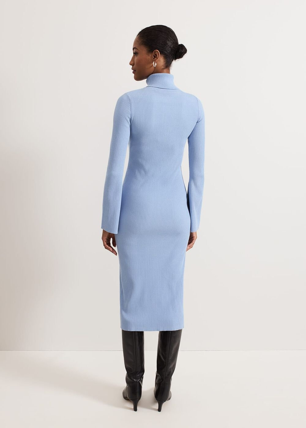 Kylie Blue Roll Neck Dress Pale Blue