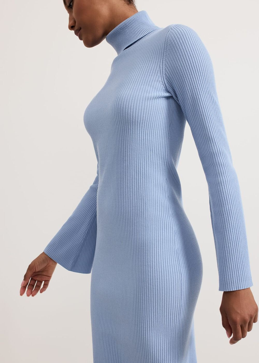 Kylie Blue Roll Neck Dress Pale Blue