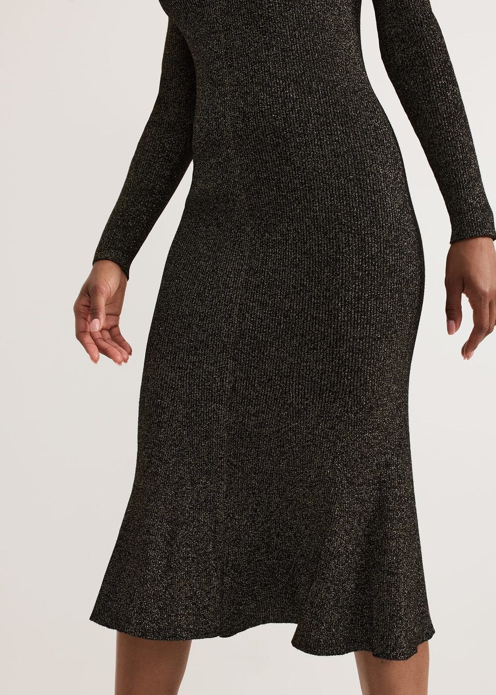 Tillie Lurex Flippy Hem Dress Gold