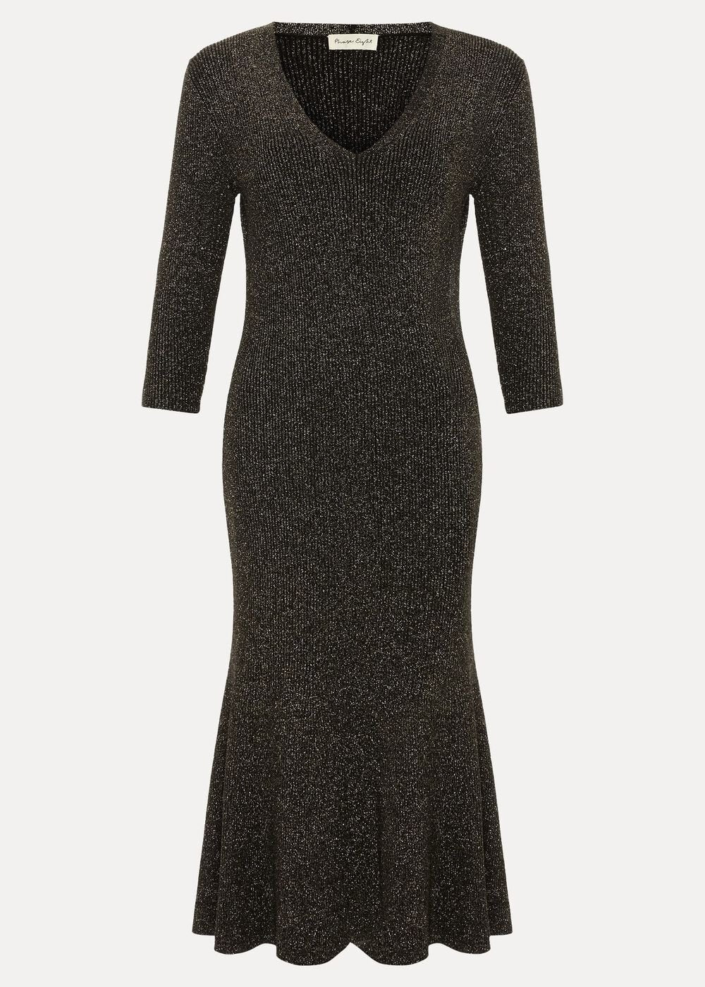 Tillie Lurex Flippy Hem Dress Gold