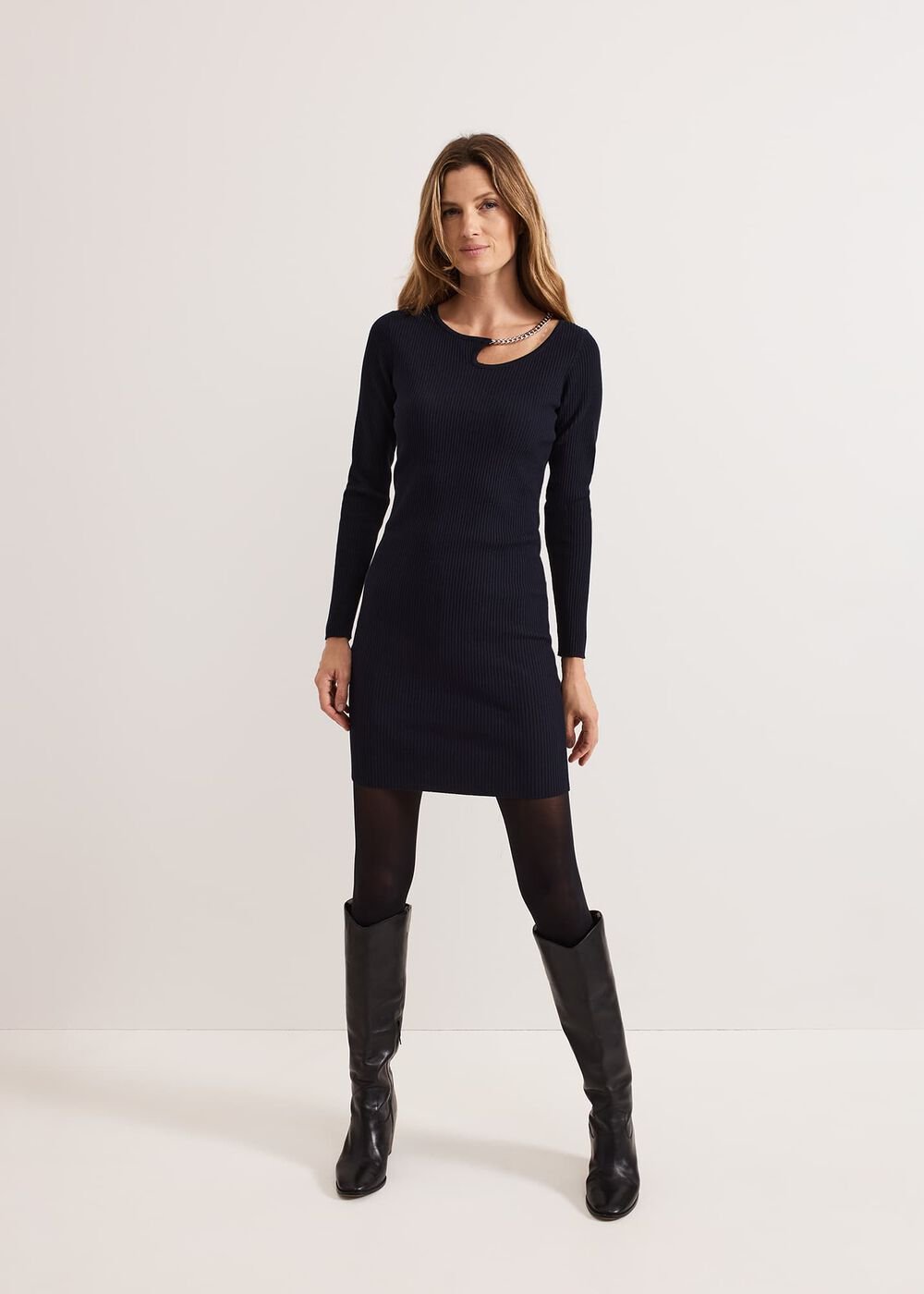 Nia Necklace Mini Dress Navy