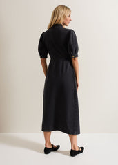 Senita Grey Denim Wrap Dress Grey