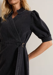 Senita Grey Denim Wrap Dress Grey