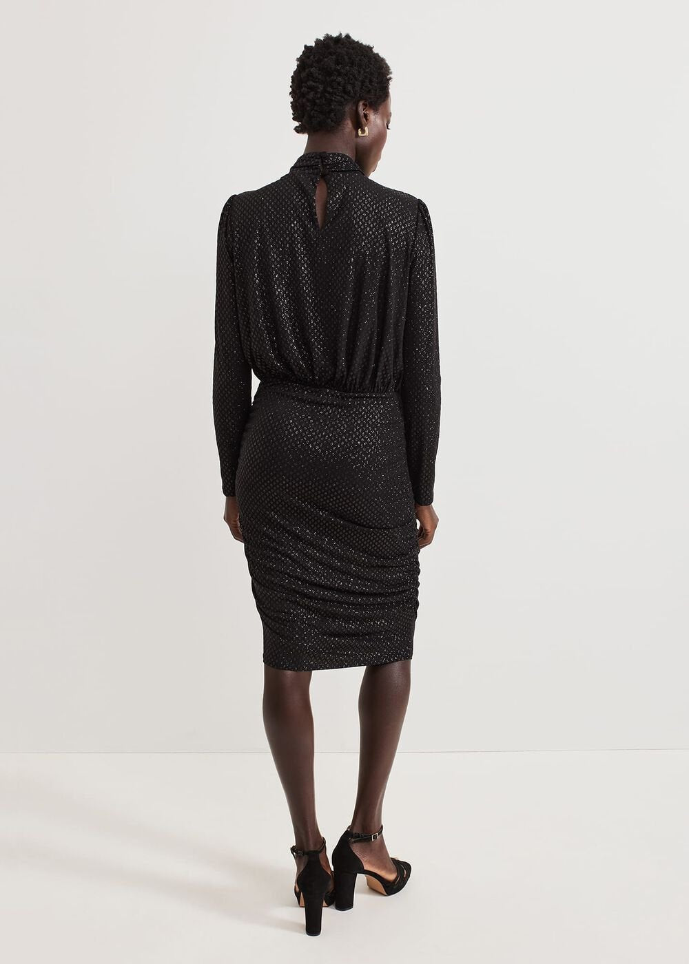 Tessa Black Glitter Printed Fitted Dress Black