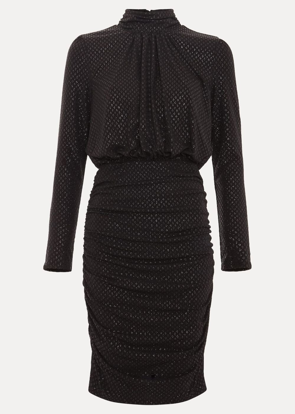 Tessa Black Glitter Printed Fitted Dress Black