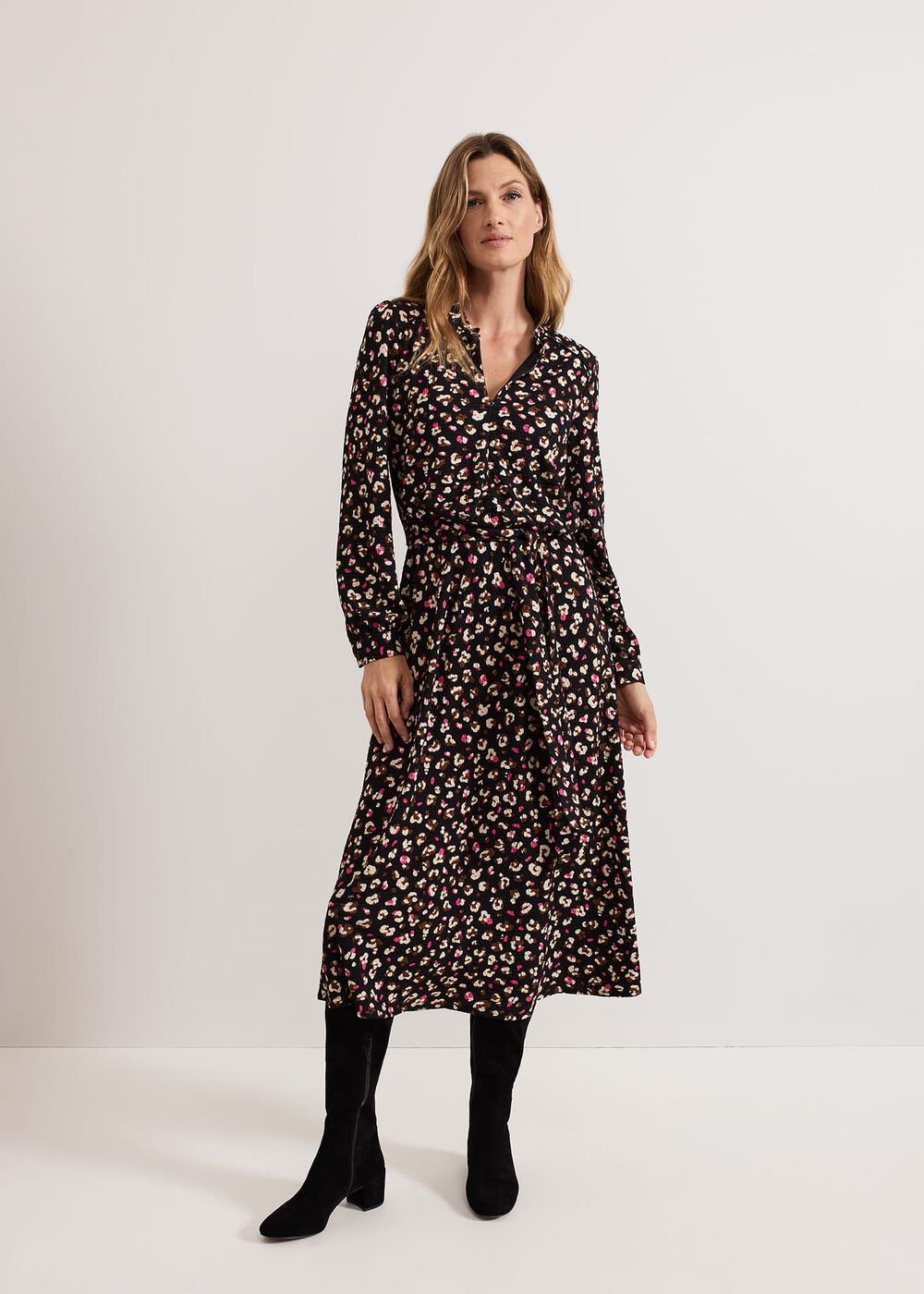 Aoife Printed Jersey Dress Black Multi