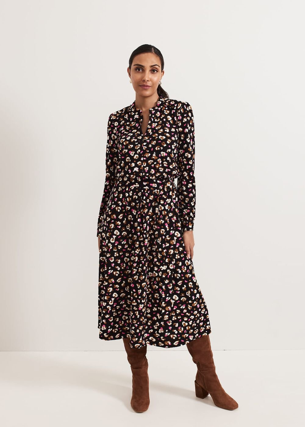 Petite Aoife Printed Jersey Dress Black Multi