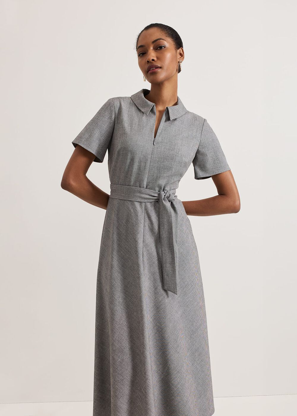 Silvia Tonic Midi Shirt Dress Grey