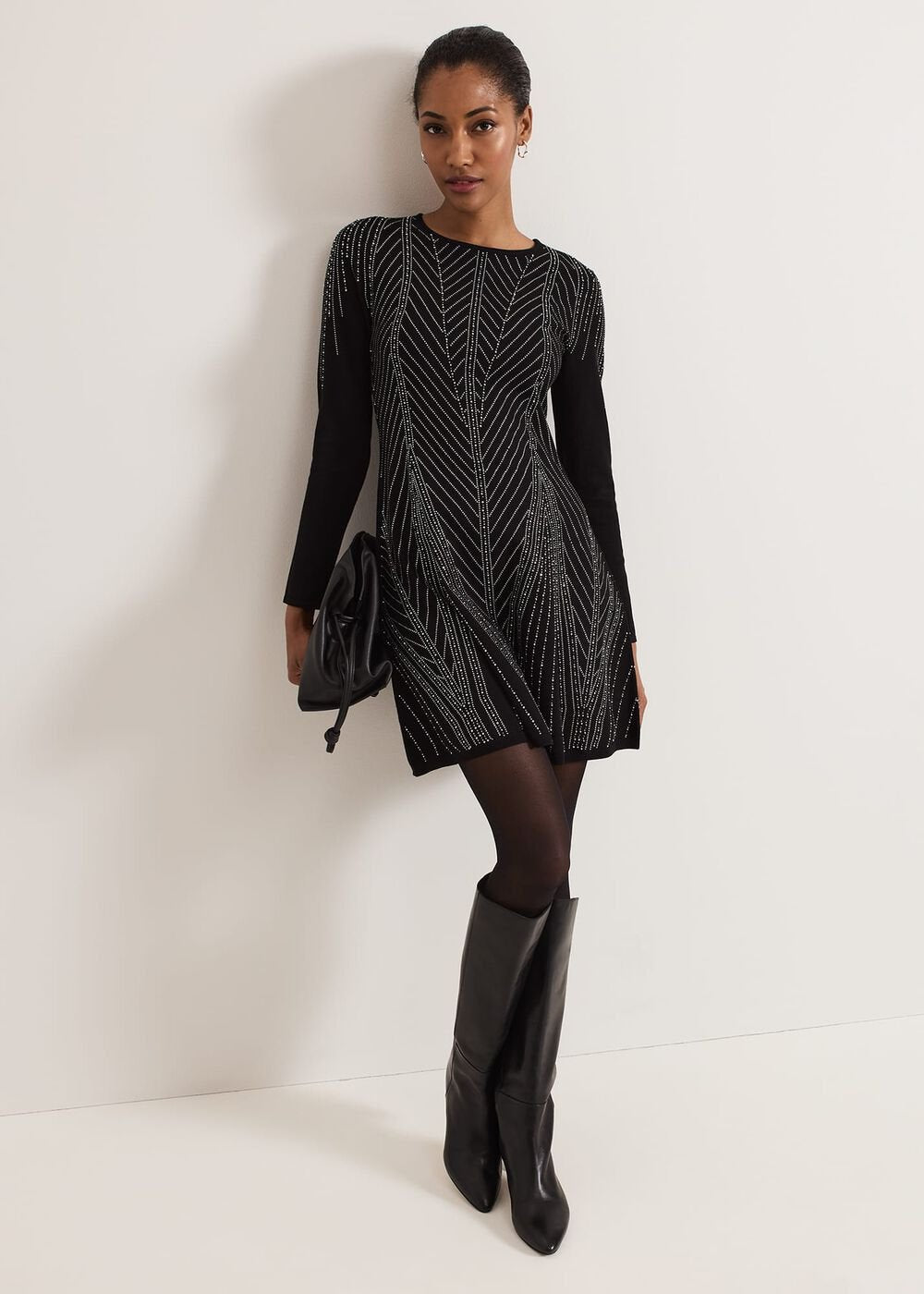 Lexie Studd Flippy Hem Dress Black