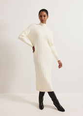 Cadie Cable Knit Dress Winter White