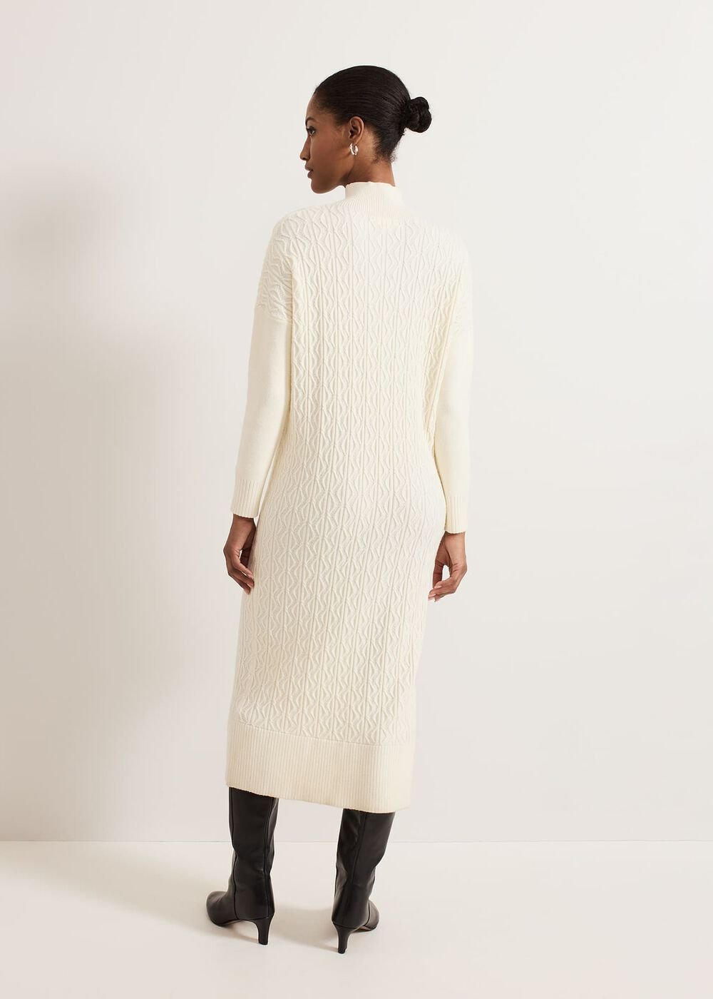 Cadie Cable Knit Dress Winter White