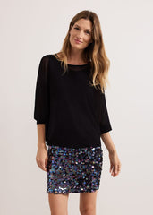 Becca Sequin Knit Dress Black
