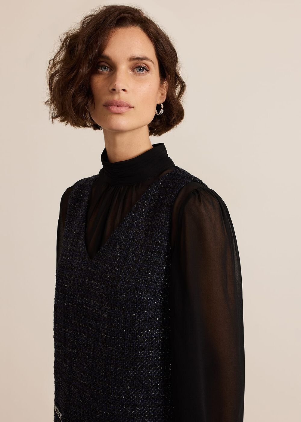Sabine Navy Tweed Dress Navy