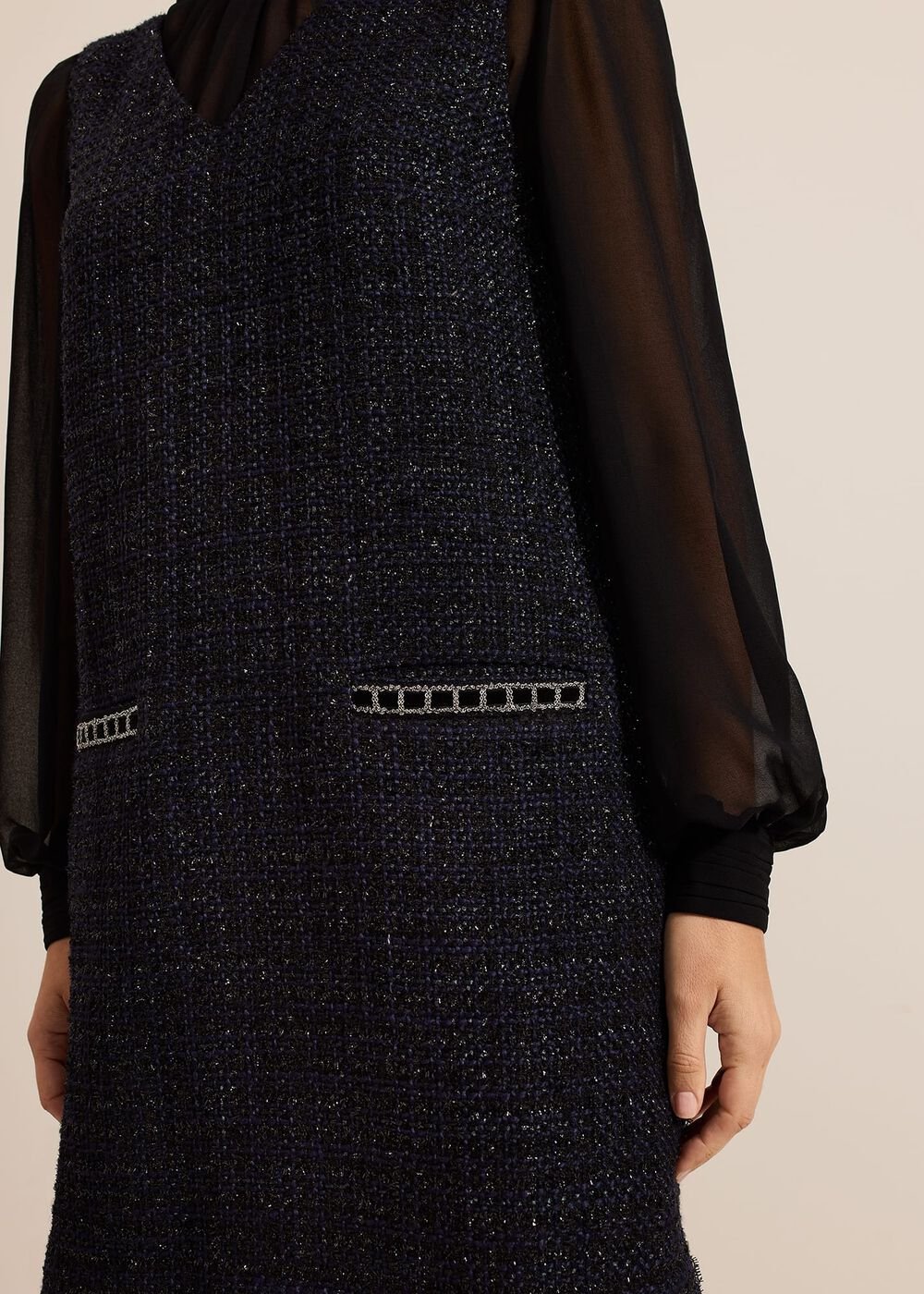 Sabine Navy Tweed Dress Navy