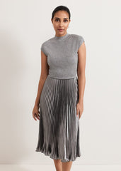 Jayla Metallic Knit Dress Silver