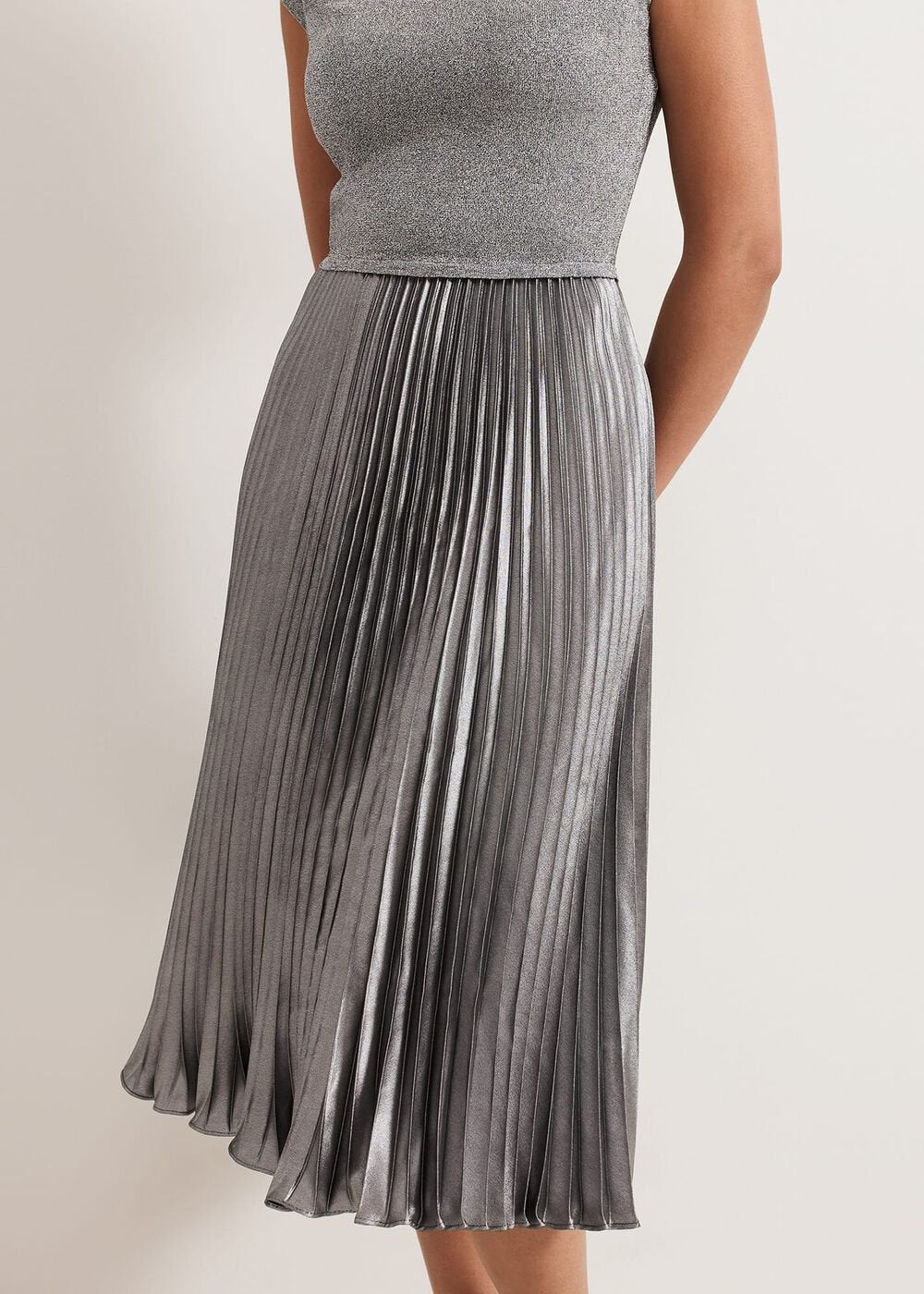 Jayla Metallic Knit Dress Silver