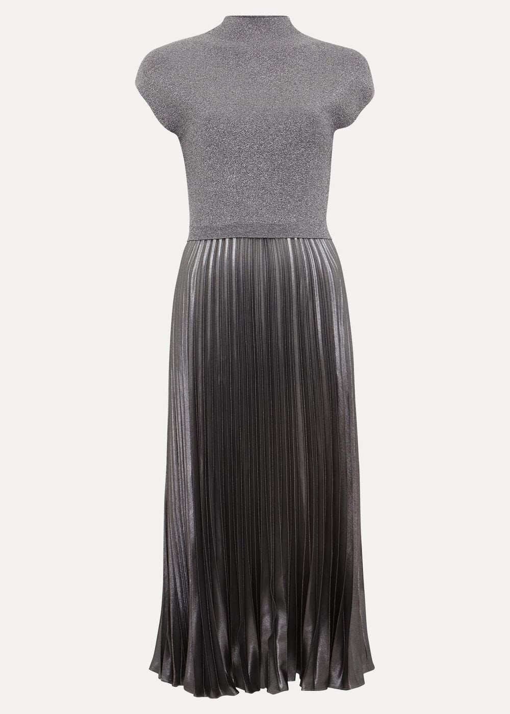 Jayla Metallic Knit Dress Silver