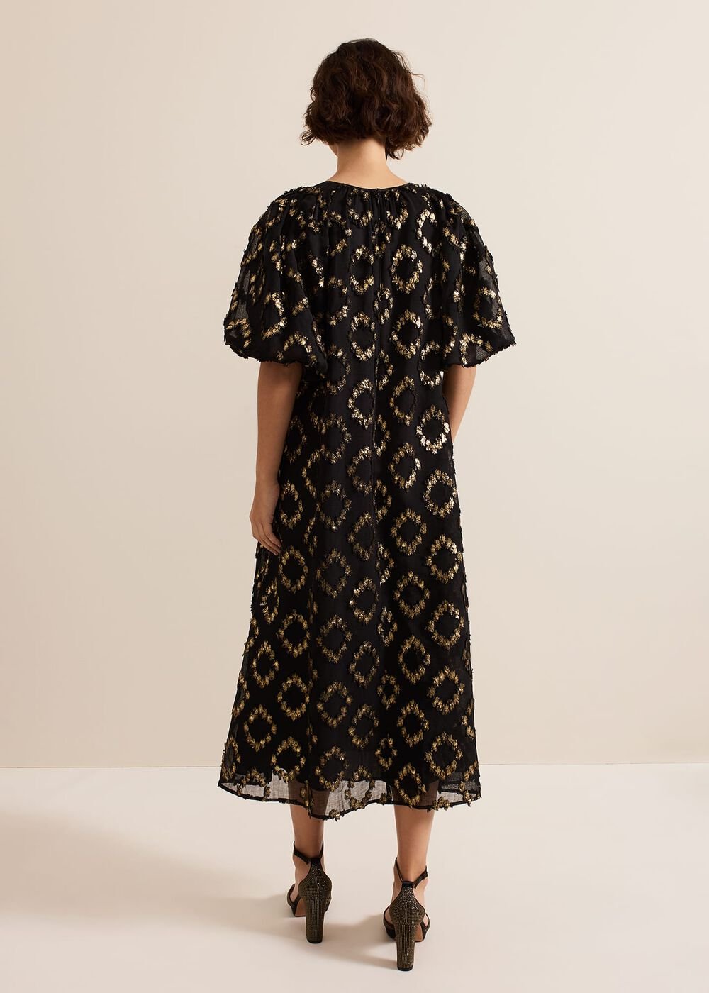 Bella Black Textured Midi Dress Black