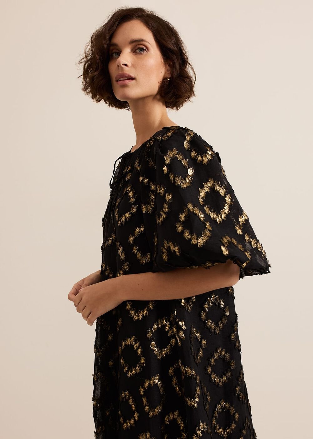 Bella Black Textured Midi Dress Black