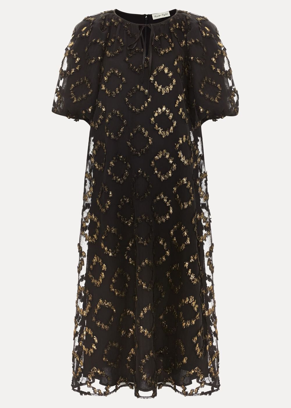 Bella Black Textured Midi Dress Black