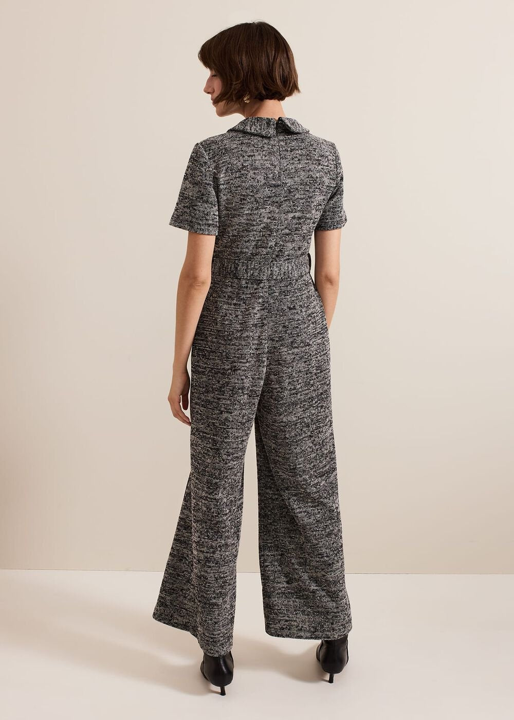 Lavinia Grey Tweed Wide Leg Jumpsuit Grey