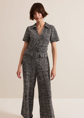Lavinia Grey Tweed Wide Leg Jumpsuit Grey