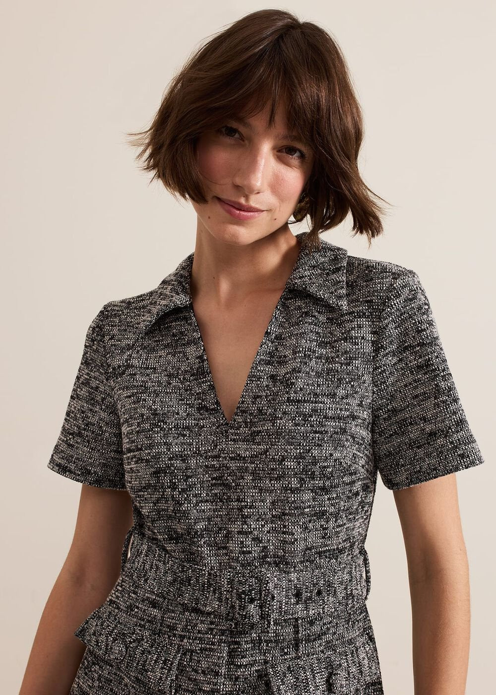 Lavinia Grey Tweed Wide Leg Jumpsuit Grey
