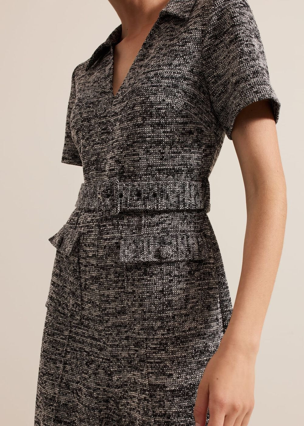 Lavinia Grey Tweed Wide Leg Jumpsuit Grey