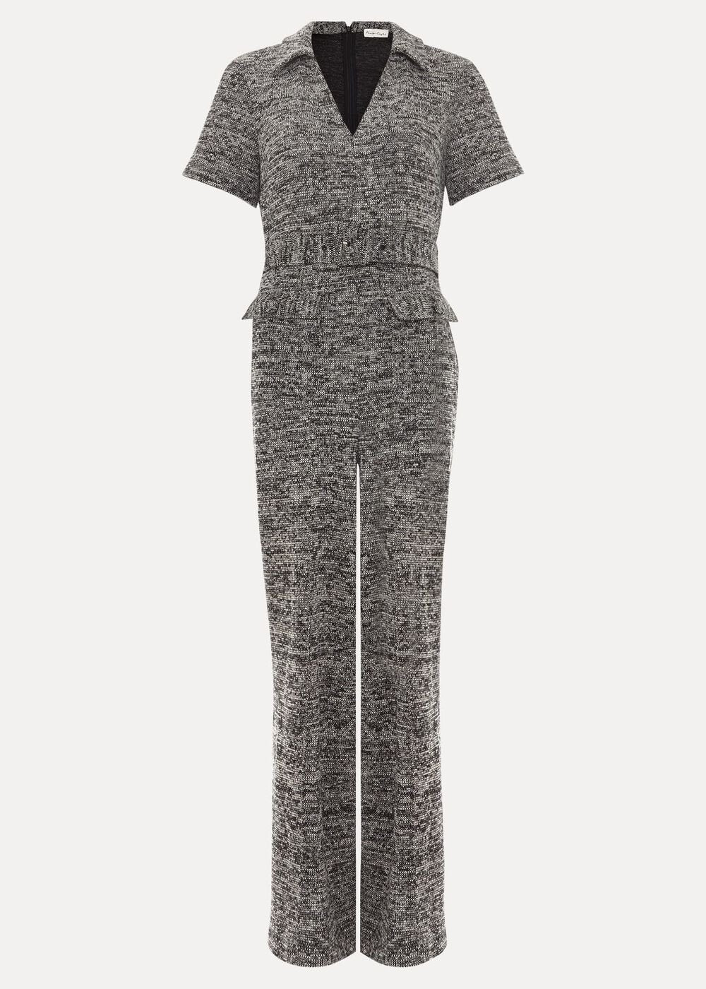 Lavinia Grey Tweed Wide Leg Jumpsuit Grey