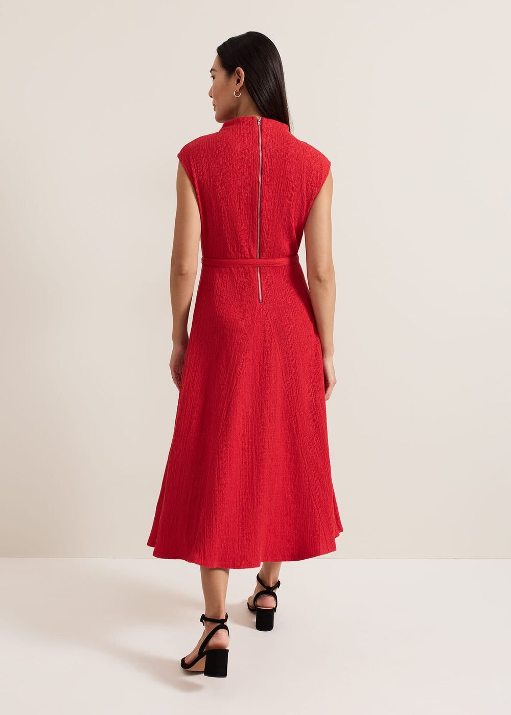 Ofelia Red Jersey Textured Dress Red