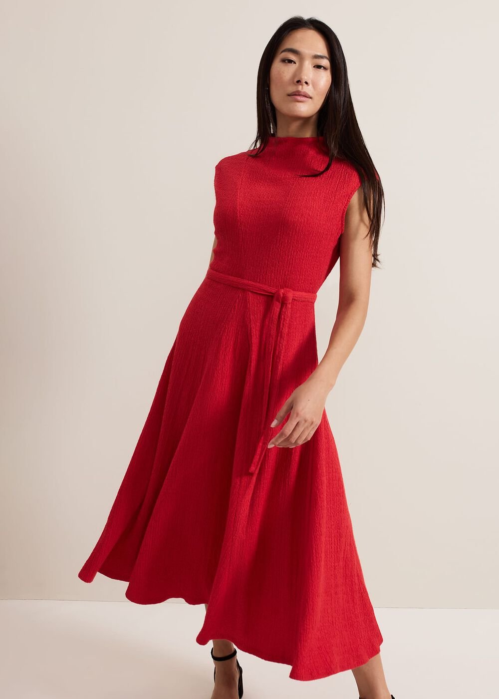 Ofelia Red Jersey Textured Dress Red