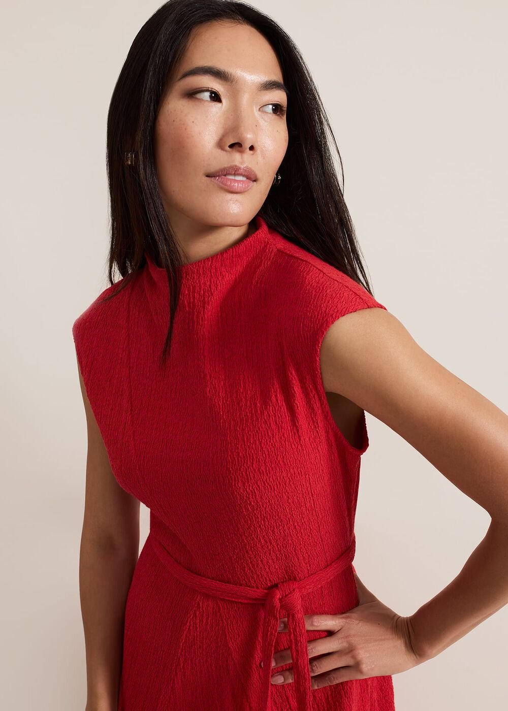 Ofelia Red Jersey Textured Dress Red