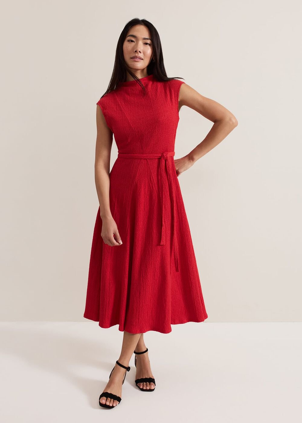 Ofelia Red Jersey Textured Dress Red