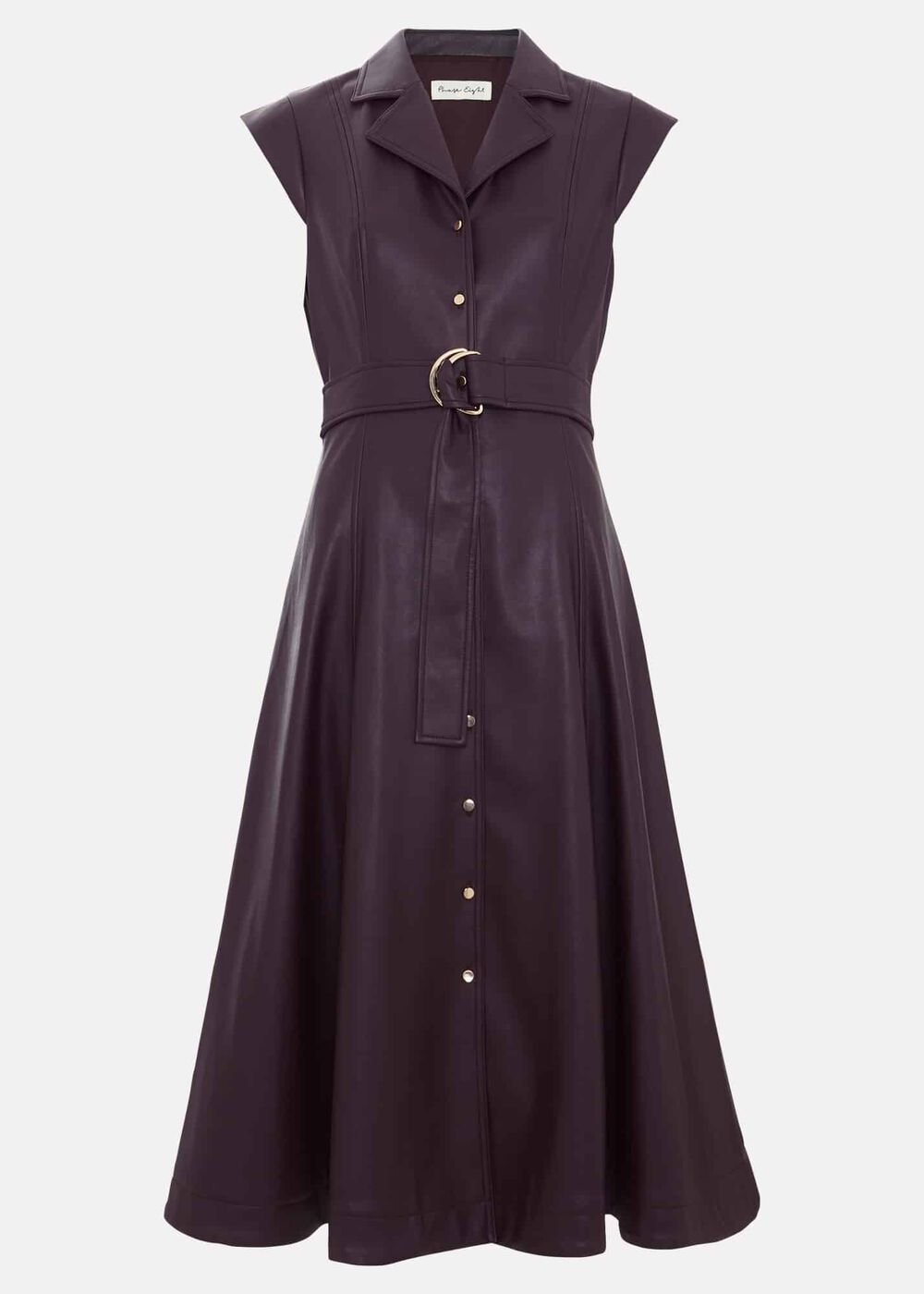 Ellie Burgundy Faux Leather Shirt Dress Burgundy