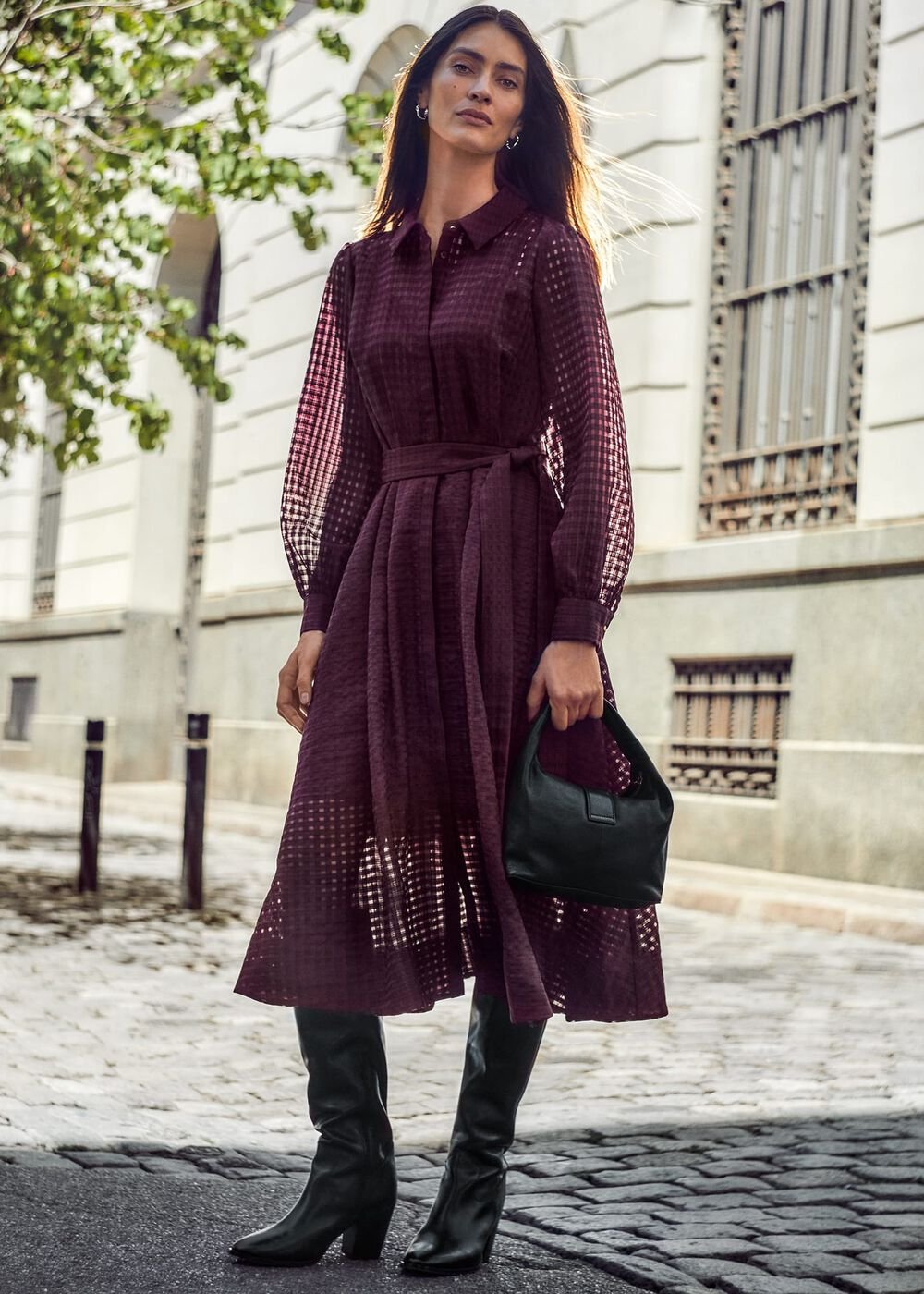 Natalie Burgundy Shirt Dress Burgundy