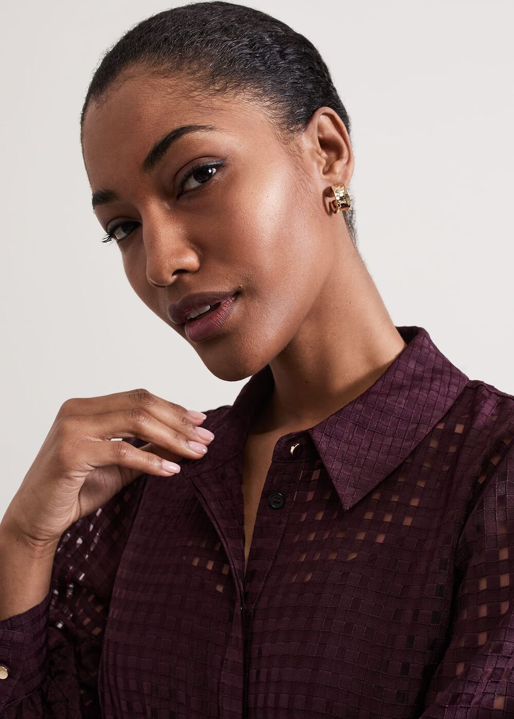 Natalie Burgundy Shirt Dress Burgundy